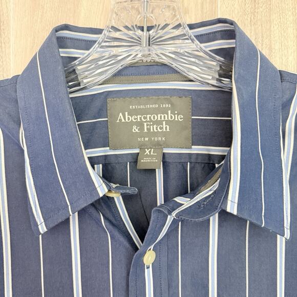 Abercrombie & Fitch Shirt Men XL Muscle Shirt Striped Button Down Long Sleeve - Picture 4 of 12